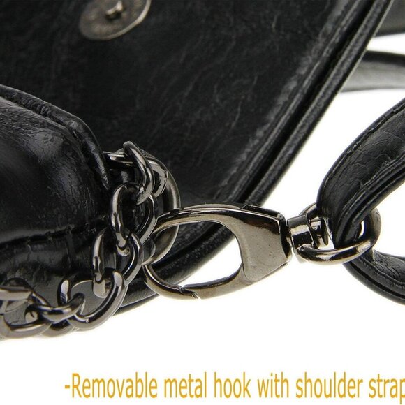 Small Crossbody Cell Phone Purse Gothic Leather Bag Shoulder Travel Purse - Picture 8 of 9